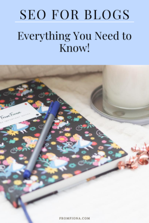 notebook candle and pen for seo for blogs pinterest image